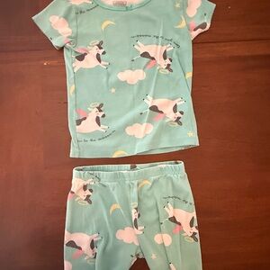 Carter's Aqua Pajama Set with Flying Cow Design